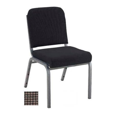 Kfi Stacking Chair with Front Roll - Armless - 2" Brown Fabric/Silver Vein Steel Frame FR1020-SV-1102